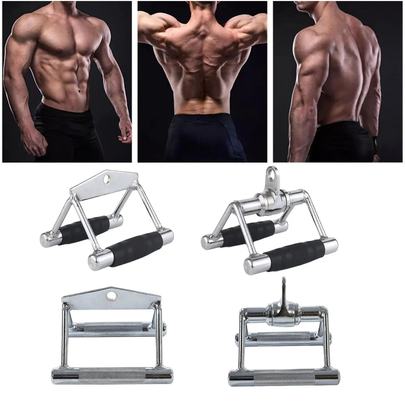 Double D Handle, Straight Bar Cable Machine Accessories Attachment, LAT Pull Down V Bar for Weight Workout