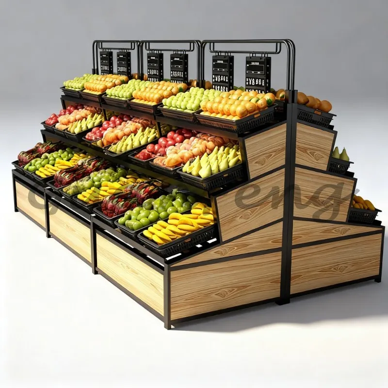 Commercial Fruit Vegetable Display Shelves, Retail Storage Rack for Supermarket, Mall & Produce Shop