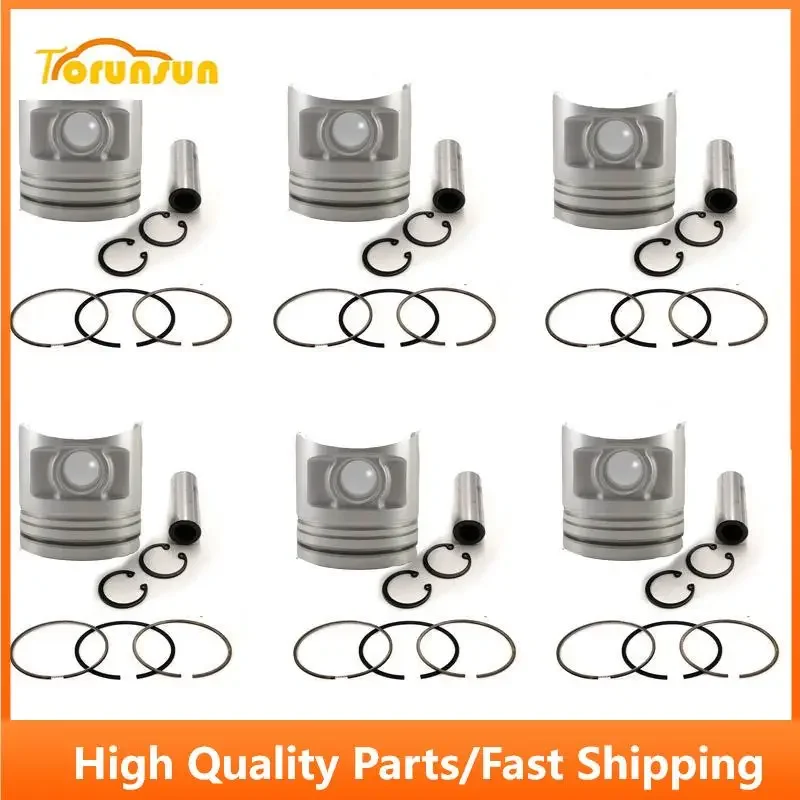 New 6 Sets STD Piston Kit With Ring ME072546 Fit For Mitsubishi 6D17 Engine 118MM