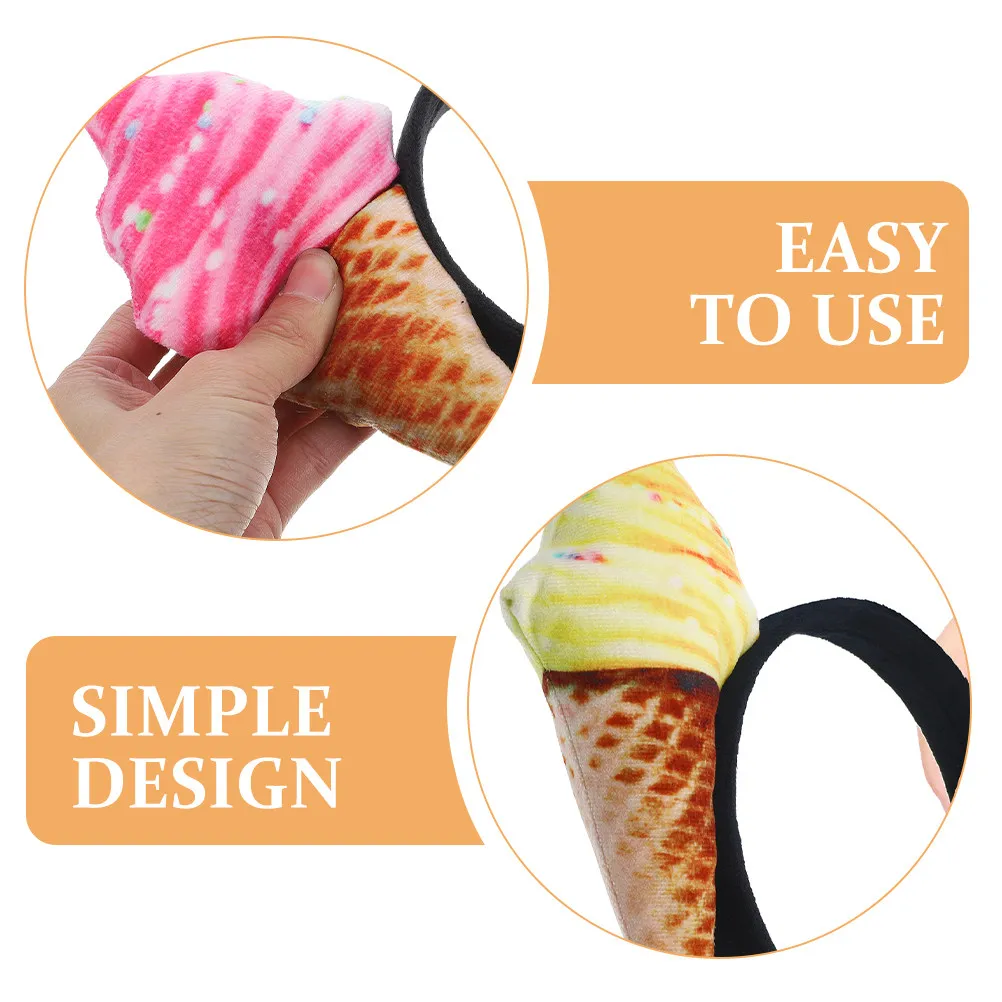 

2 шт. повязки для волос в виде мороженого, прочные, из мягкой ткани, для женщин, для спа-процедур, макияжа, умывания, аксессуары для укладки волос