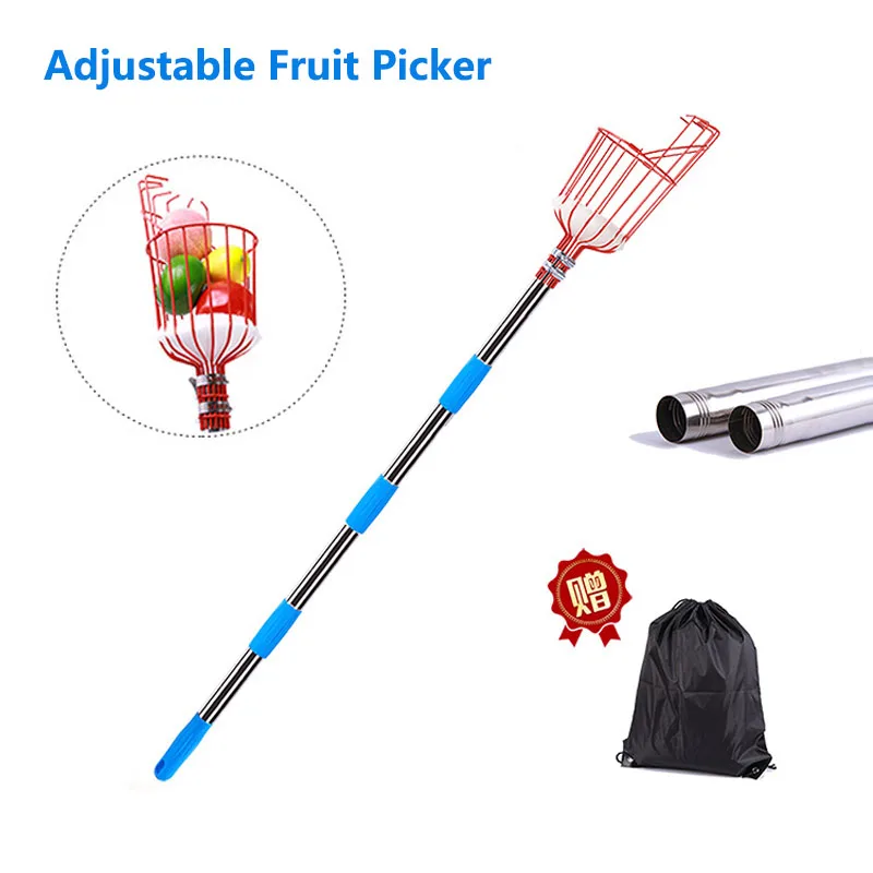 Portable Fruit Picker Harvesting Fruit Collector Catcher Detachable Telescopic Rod Picking Set Apple Pick Device Gardening Tools