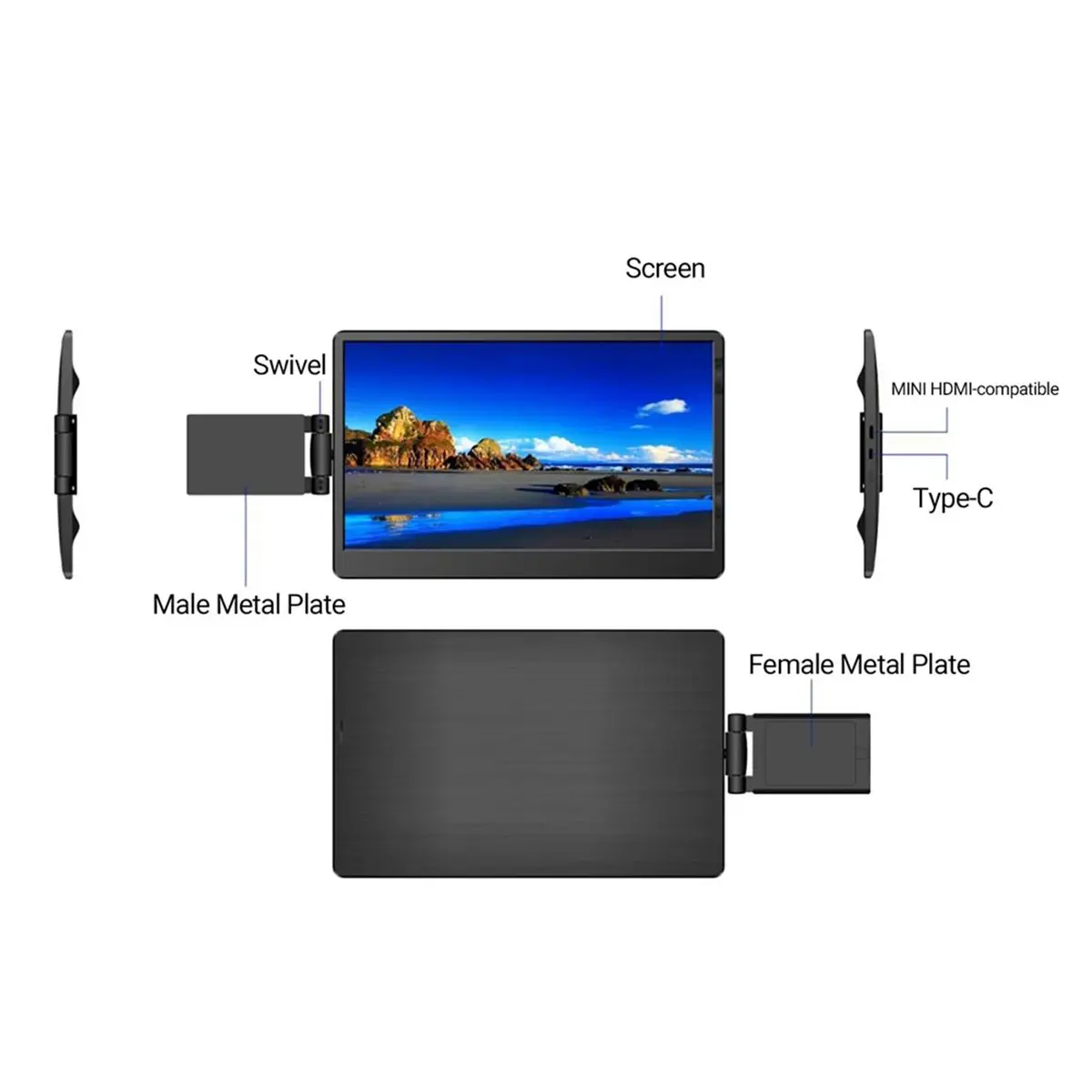 11.6 Inch EM116 Laptop Expansion Screen Game Monitor Portable Computer Display Monitor for Laptop Gaming