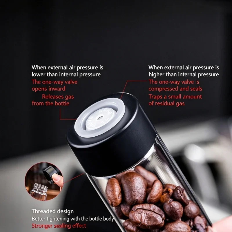 JUSTINLAU Coffee Bean Storage Display Rack Single Dose Aroma Vial Clear Glass Test Tube Canister with One-way Degassing Valve