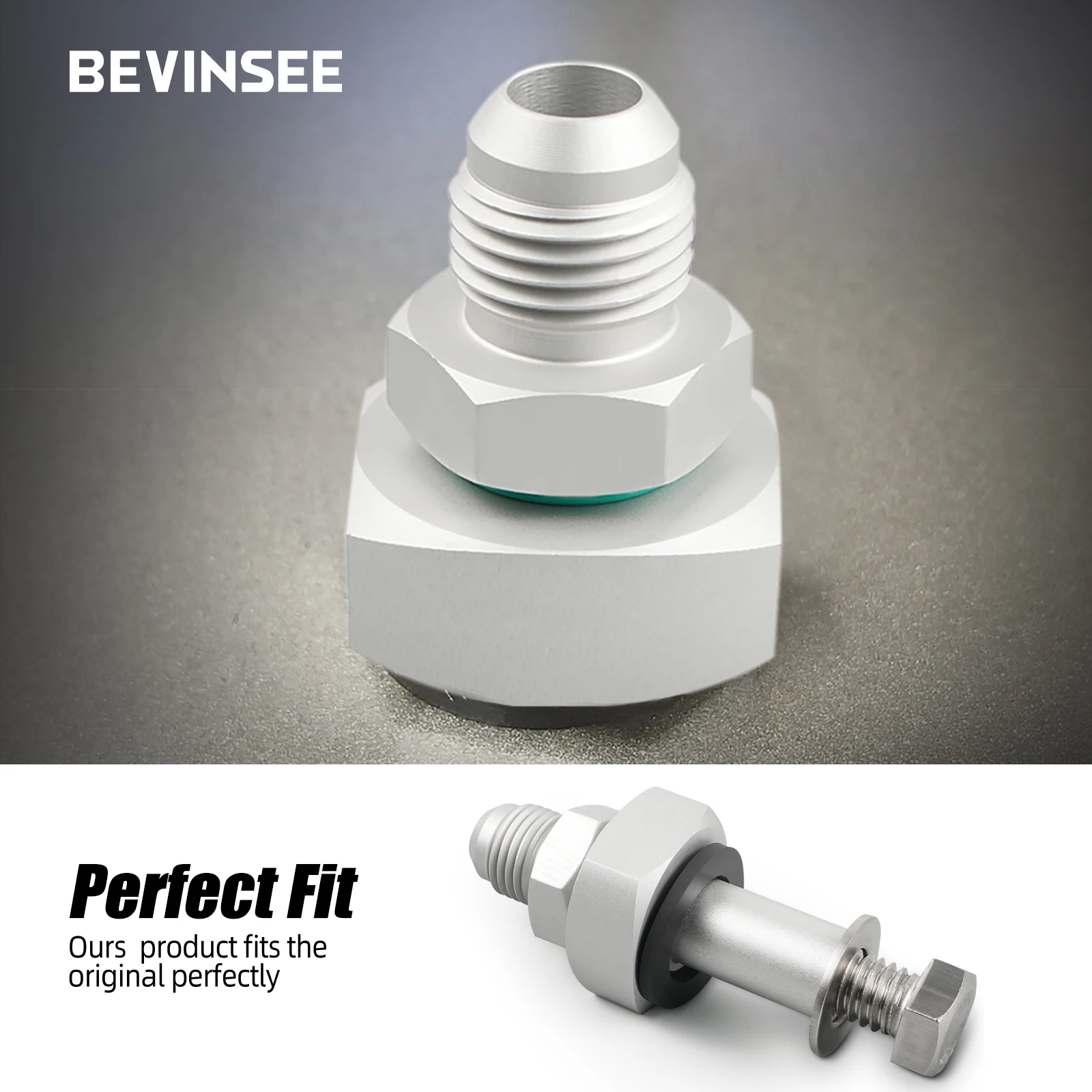 BEVINSEE Universal Aluminum Fuel Tank Return Line Bung W/O-ring Kit 6AN Fuel Tank Return Line Fitting