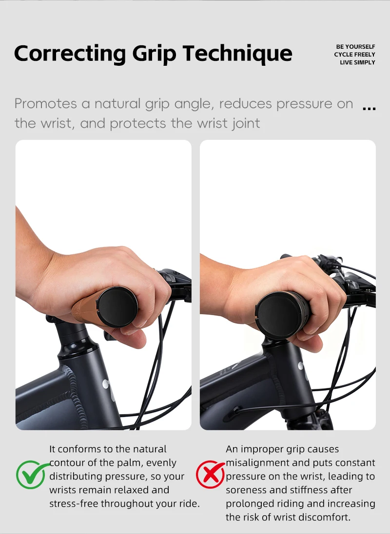 WEST BIKING Ergonomische Lock-On Fahrradgriffe Rutschfester TPR-Gummi Stoßdämpfender Lenkergriff für Mountainbikes und Pendlerfahrräder Braun – Detail 5