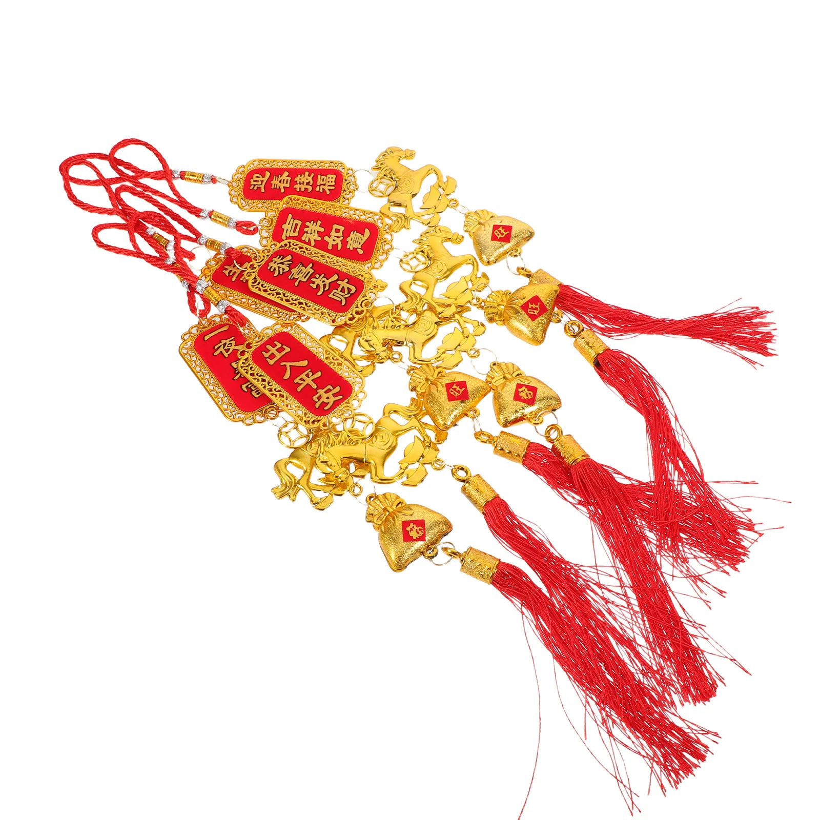 

6Pcs Chinese New Year Horse Pendant Decoration Traditional Good Luck Spring Festival Ornaments Lunar New Year Bonsai Hanging