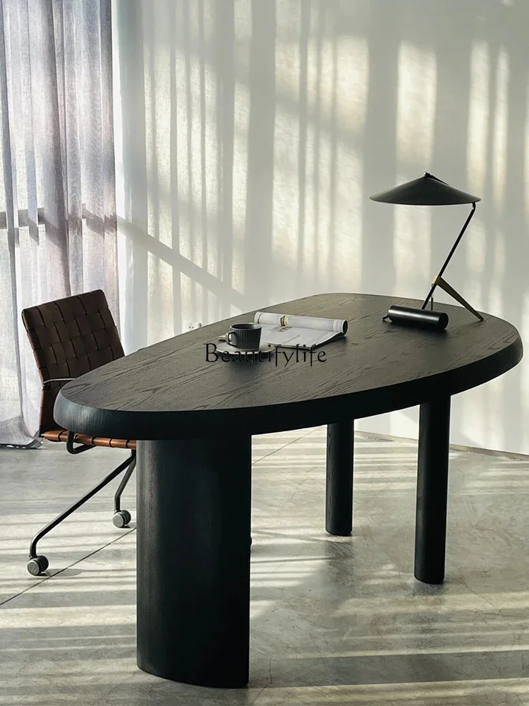 Italiano Minimalista Cinza Madeira Sólida Mesa em Forma Especial, Conjunto de Alto Grau, Escritório Criatividade Art Table