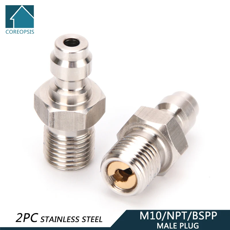 

M10x1 Thread Quick Connect Fittings Quick Couplers 8MM 1/8NPT 1/8BSPP Refilling Adapter Air Pumps Parts & Accessories 2pcs/set