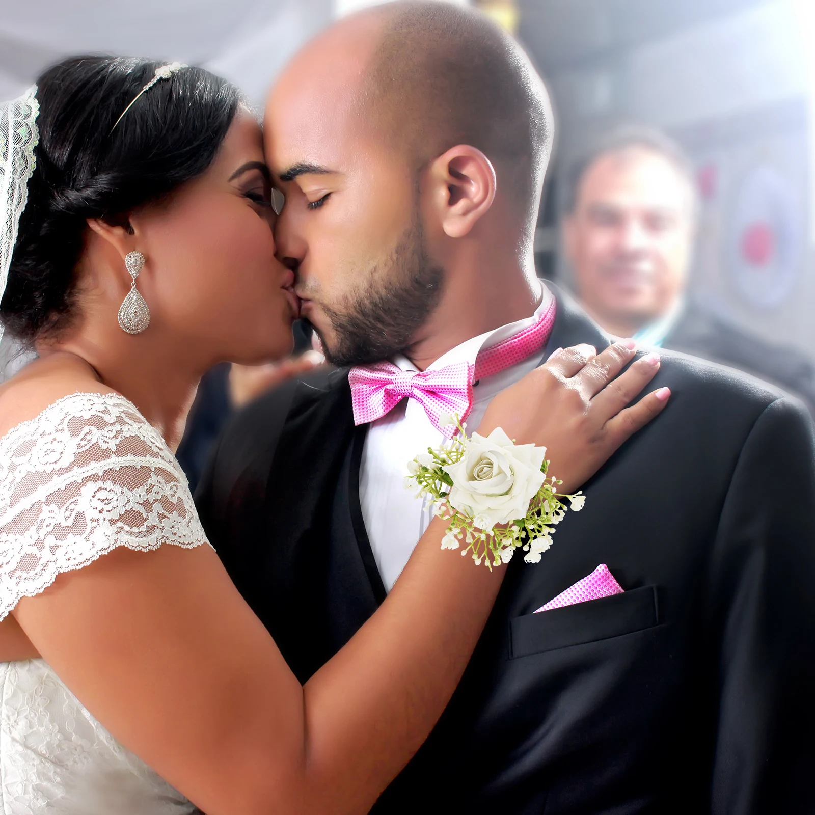 

1Set Silk Wrist Corsage Boutonniere Set Artificial Flower Decoration Wedding Bride Bridesmaid Wrist Corsage Bracelets