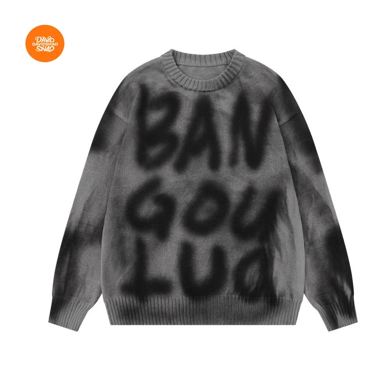 

DAVIDSHAO Европейский размер США Одежда высшего качества Уличная уличная одежда Роскошная мужская одежда Y2K Хип-хоп Модный брендовый вязаный свитер