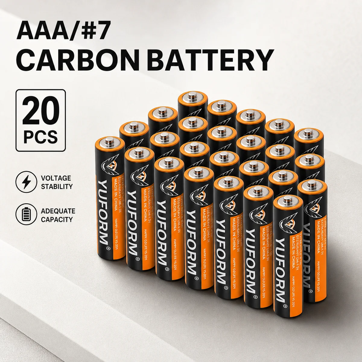 20PCS AAA 1.5V Carbon Zinc Dry Batteries Disposable Replacement Power Cells for LED Light Toy Mouse Keyboard Camera