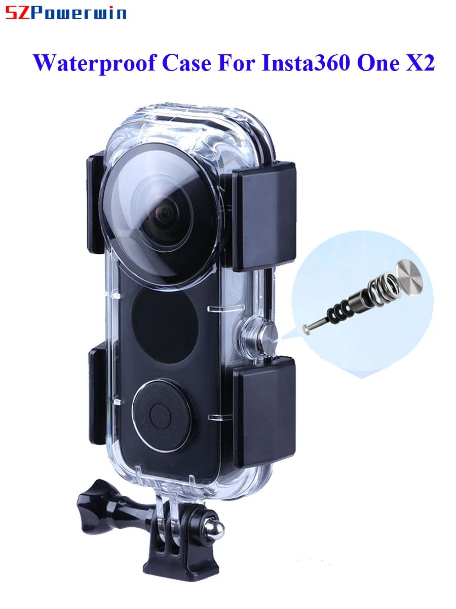 SZPowerwin 30 M กันน้ําสําหรับ Insta360 One X2 กล้องดําน้ําใต้น้ําเปลือกป้องกันสกรูอะแดปเตอร์ MOUNT
