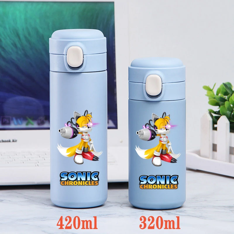 320/420ML Sonic The Hedgehog kubek na wodę ze stali nierdzewnej szczelny termos próżniowy podróżny przenośny kubek do picia dla dzieci z kreskówek