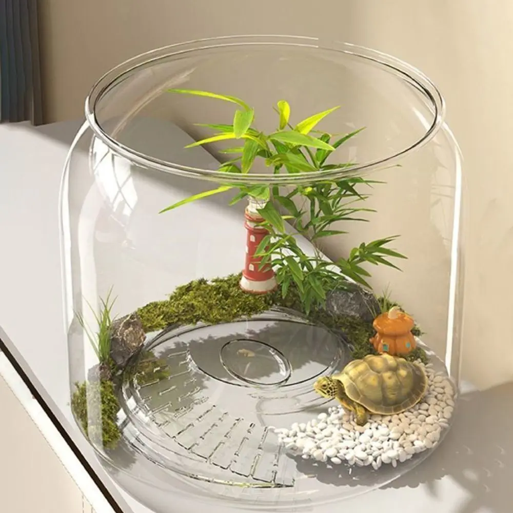 Multifunctional Transparent Round Fish Tank Anti-broken Plastic Viewing Tank Decorative Fall Resistant Fish Bowl Office