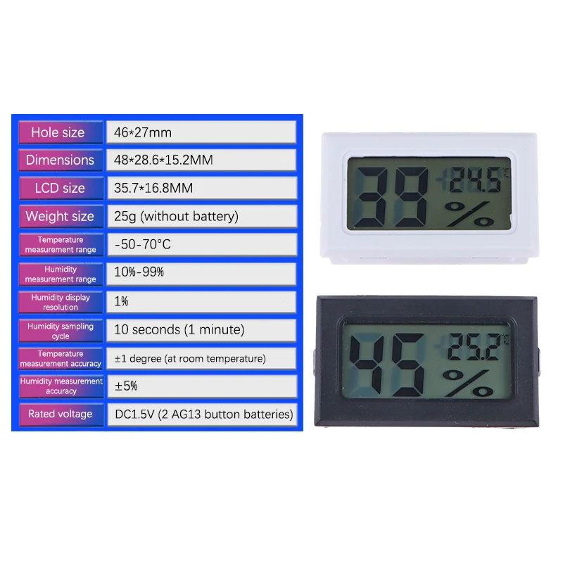 Mini Digital Humidity Meter Thermometer Hygrometer Sensor Gauge LCD Temperature Aquarium Refrigerator Monitoring Display Indoor