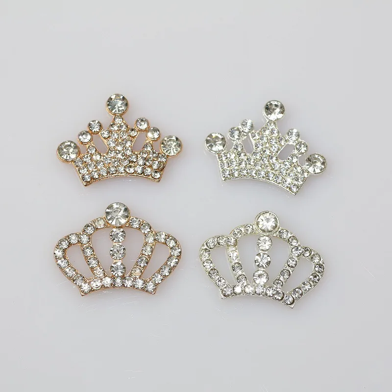 10Pcs Metal Crown Rhinestone Patches for DIY Handmade Clothes Crafts Decor Applique Headwear Headband Bow Jewelry Accessories