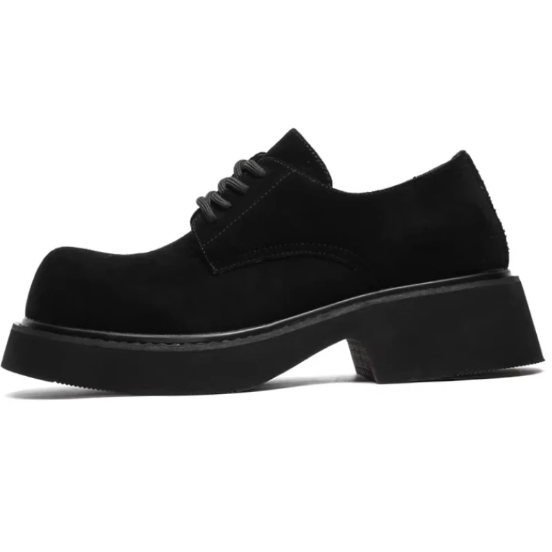 

Europe/American Style Suede Cowhide Derby Shoes for Men's Genuine Leather Breathable Comfortable Casual Height Increasing Shoes