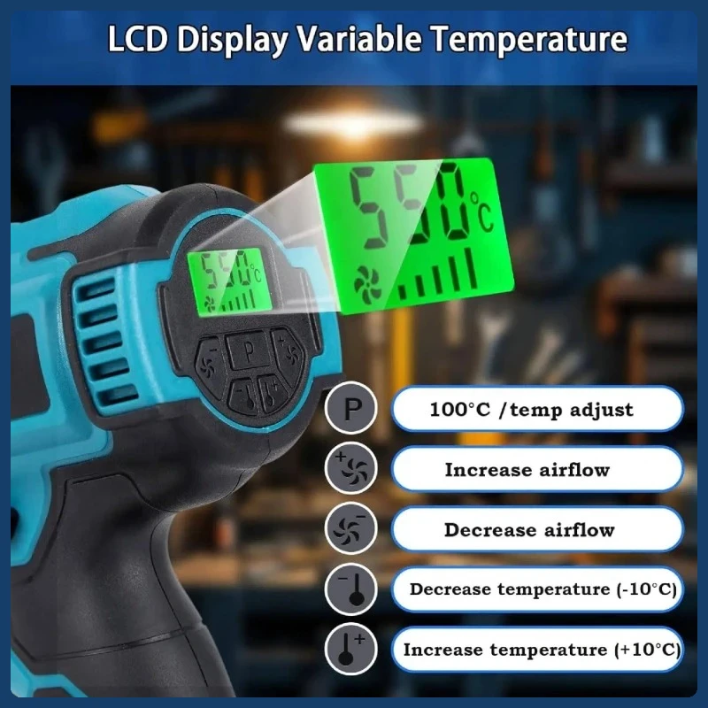 ماكيتا نيو 18 فولت 550 ° مسدس هواء ساخن محمول لاسلكيًا مع شاشة LED، مسدس حراري للتحكم في درجة الحرارة #3