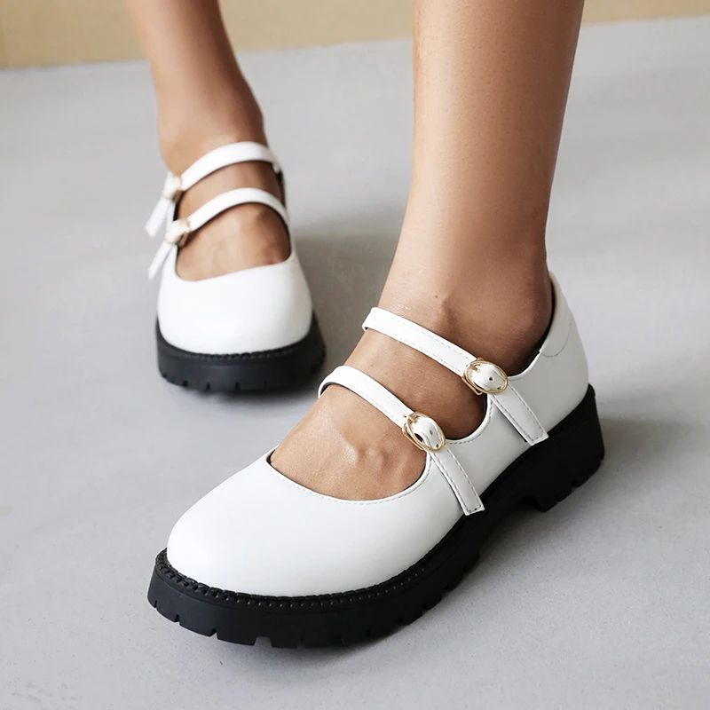 JOZHAMTA Size 34-42 Women Pumps Buckle Strap Chunky Heels Summer Shoes For Women 2023 Low Heel Lolita Casual Office Ladies Shoes