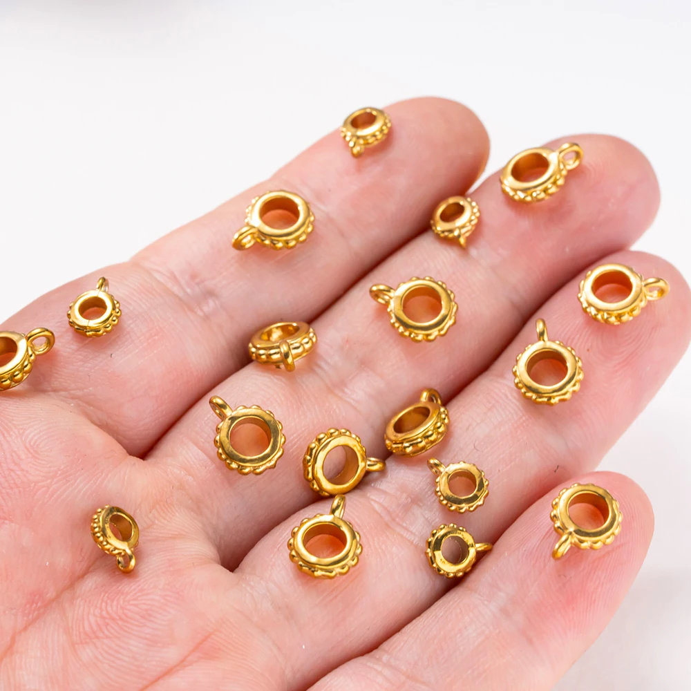 5 Stück Edelstahl-Anhängerverbindungsringe mit Schlaufe für DIY-Halsketten und Schmuckherstellung – Detail 4