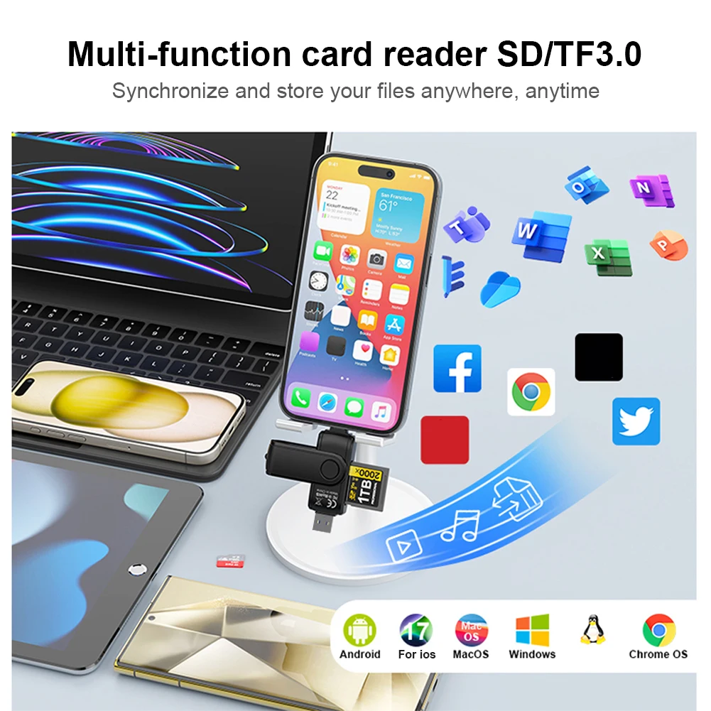 Многофункциональный кардридер USB 3,0, высокоскоростной кардридер, Usb/Tf/Sd флэш-накопитель, карта памяти для MacBook, ПК, ноутбука