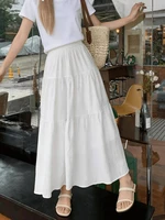 New Fashion High Waist White Long Skirts for Woman Spring Summer Harajuku A Line Cake Skirt Women Elastic Waist Party Midi Skirt - Image 4