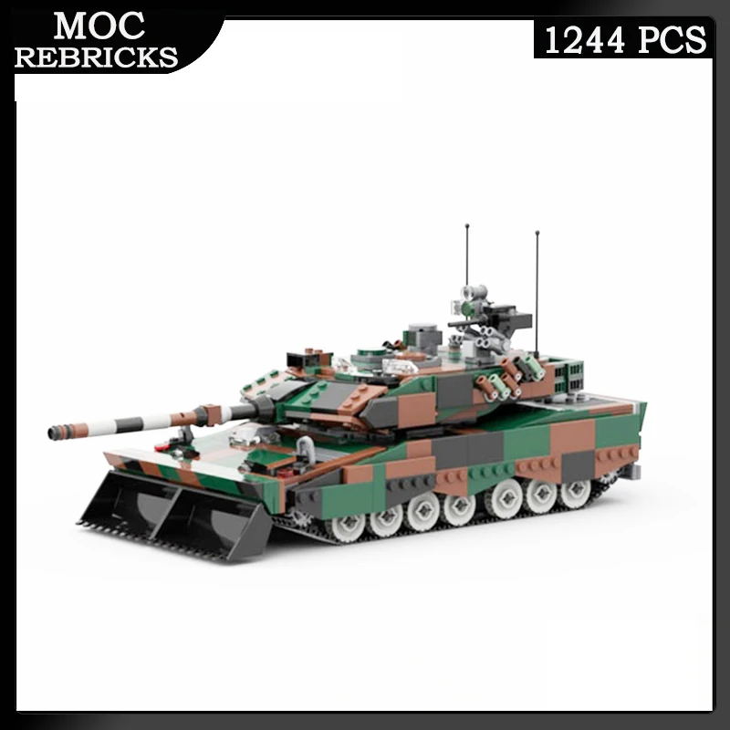 WW2 Vehicle German Weapons Main Battle Tank Leopard 2A4 Tracked Building Blocks Military Puzzle Originality Christmas Car Gifts