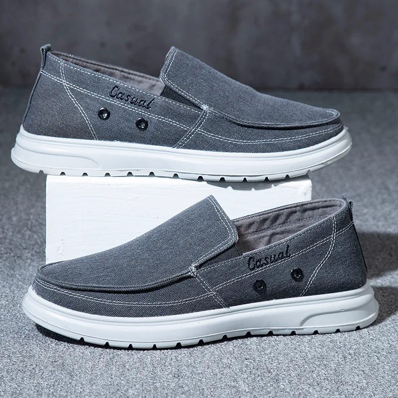 Over Large Size Men's Shoes Men's Board Shoes One-pedal Casual Canvas Shoes Lightweight Soft-soled Dad Shoe Driving Shoe