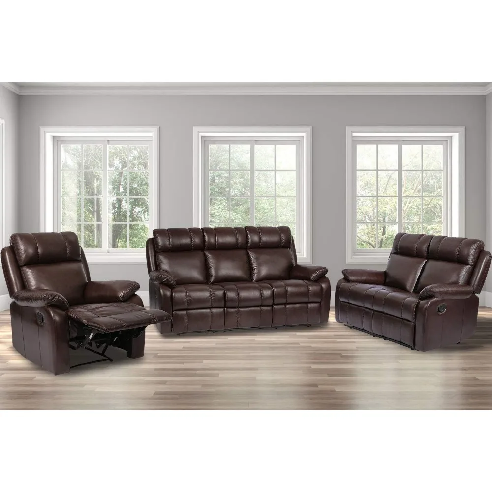 

Chaise longue sofa set, living room furniture leather hand chaise longue, single sofa / lover seat / three-seat sofa (brown)