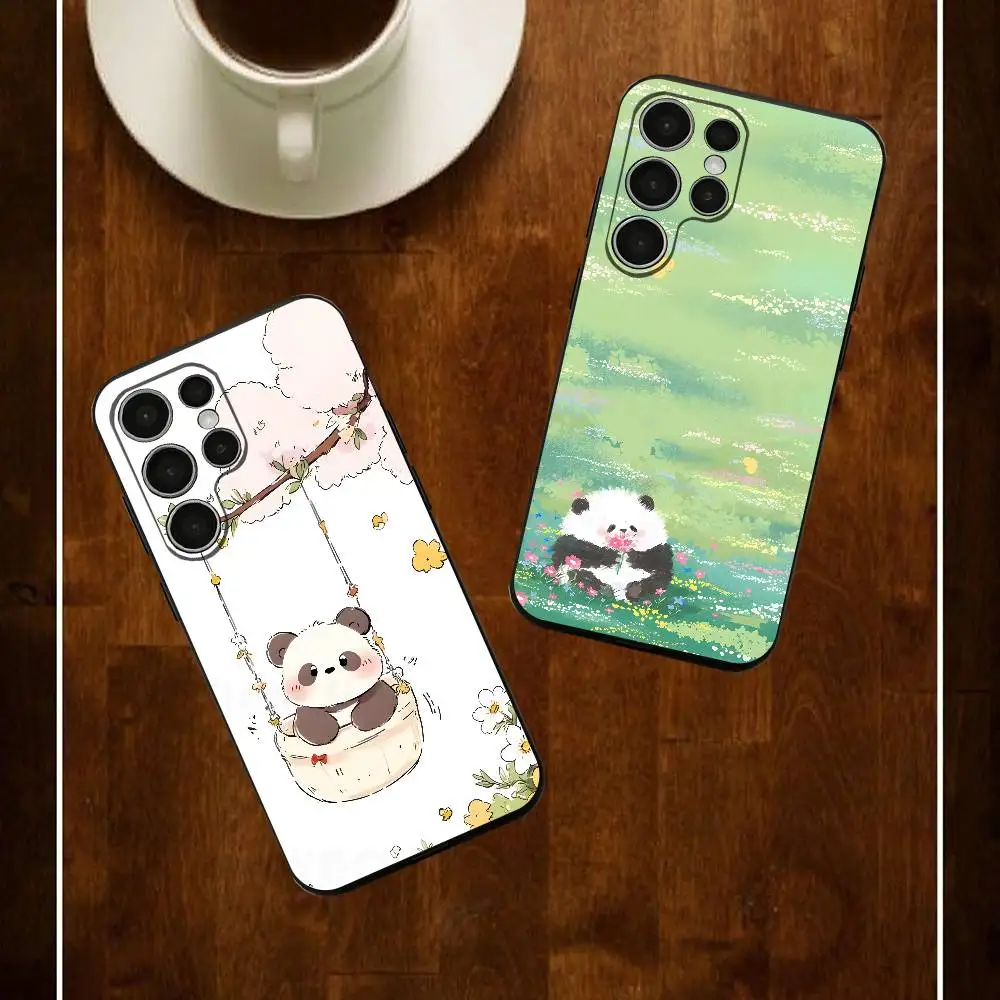 Kawaii Panda Phone Silicone Case For Samsung S24 22 20 23 21 20 Ultra Plus Lite 5G Print Cover