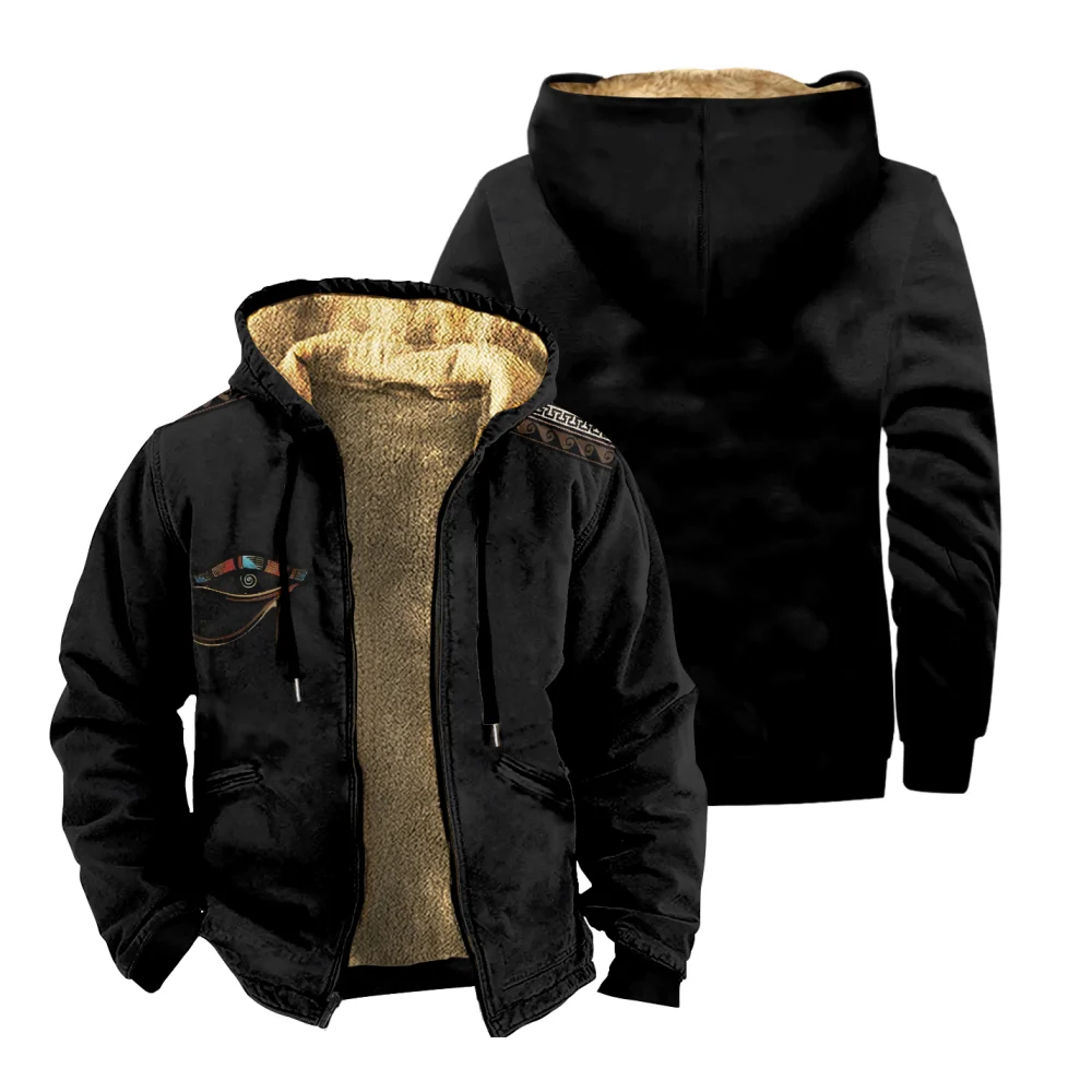 Parka Vintage invernale da uomo giacca con stampa a maniche lunghe con motivo Tribe per uomo/donna abbigliamento spesso Streetwear