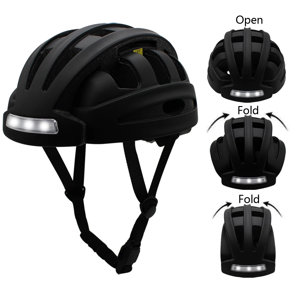 Men's Riding Helmet Portable Folding Cycling Mountain Bike Helmet Road City Helmet Folding Bicycle Lightweight With Taillight