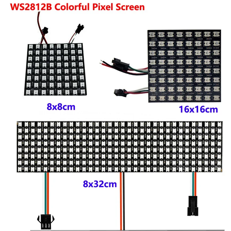 

WS2812B Full Color Digital Flexible LED Panel Screen SMD5050 RGB Individually Addressable 8x8 8x32 16x16 Pixel Modular Matrix 5V