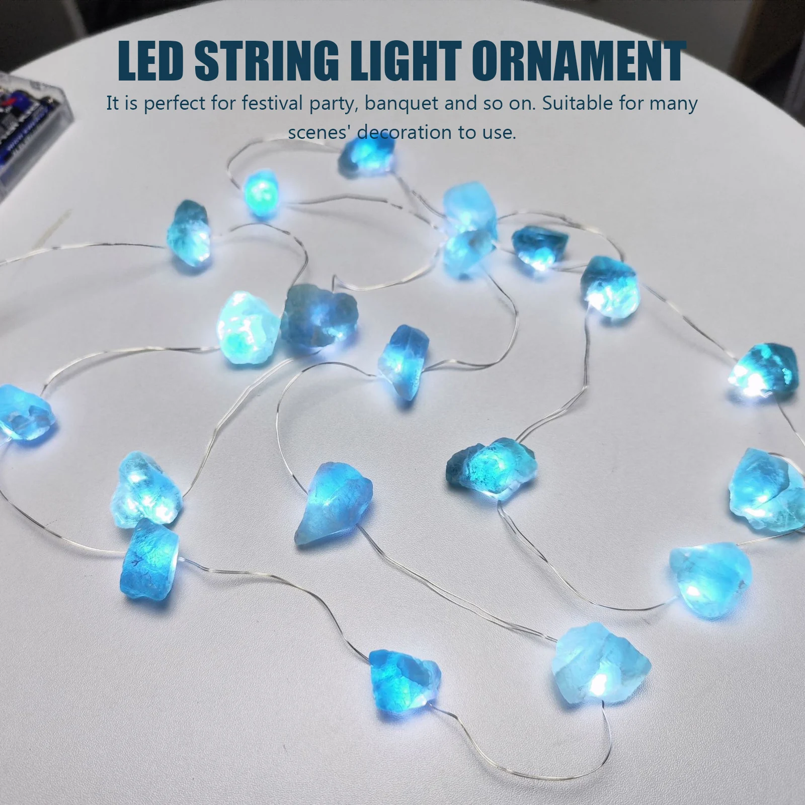 

Fluorescent Stone Crystal Lamp String LED Indoor Hanging Fancy Party Decorative Lights for Decoration Case
