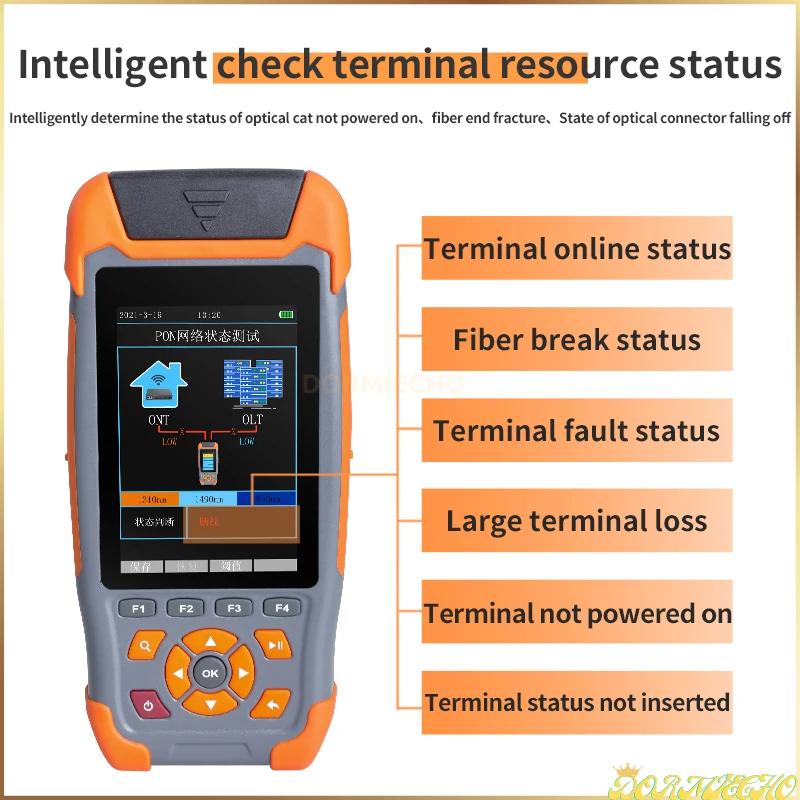Imagem -04 - Teste de Fibra Óptica Otdr Pon Terminação Status Tester 5mw Vfl com Rj45 Yys308 Alta Qualidade Onu Teste Online