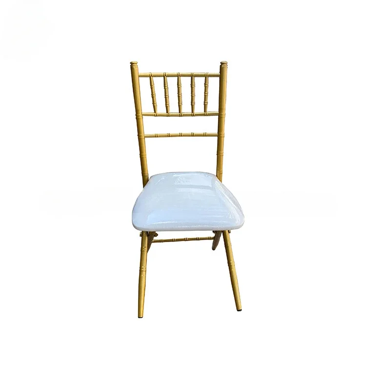 

Factory direct sales, hotel lobby iron bamboo chair, outdoor wedding church chair, restaurant catering aluminum alloy folding