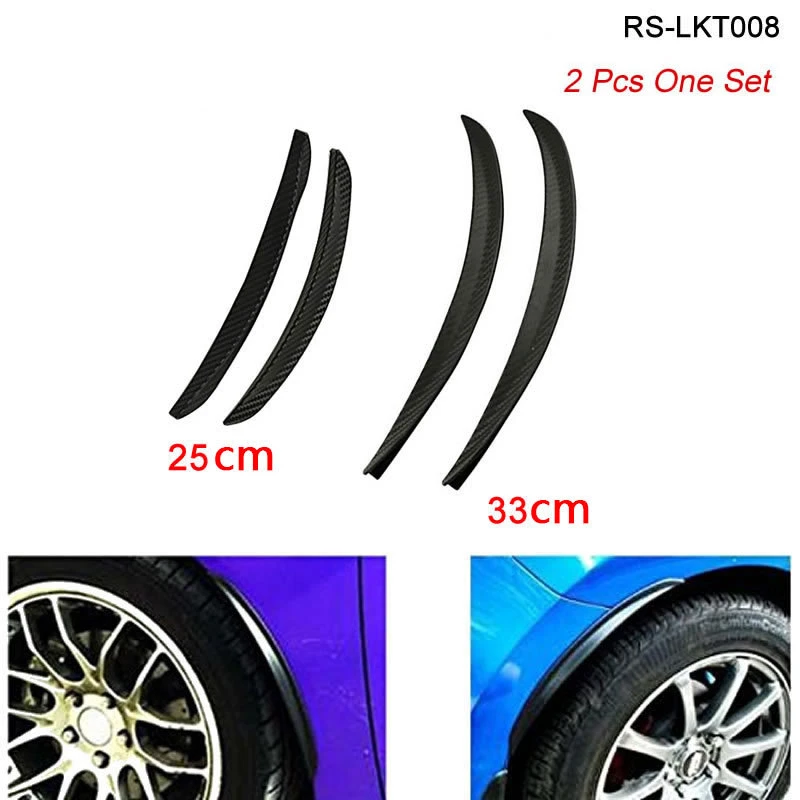 2Pcs/set Carbon Fiber Fender Flares Arch Wheel Eyebrows Protector Mudguards Sticker Universal 25CM 33CM