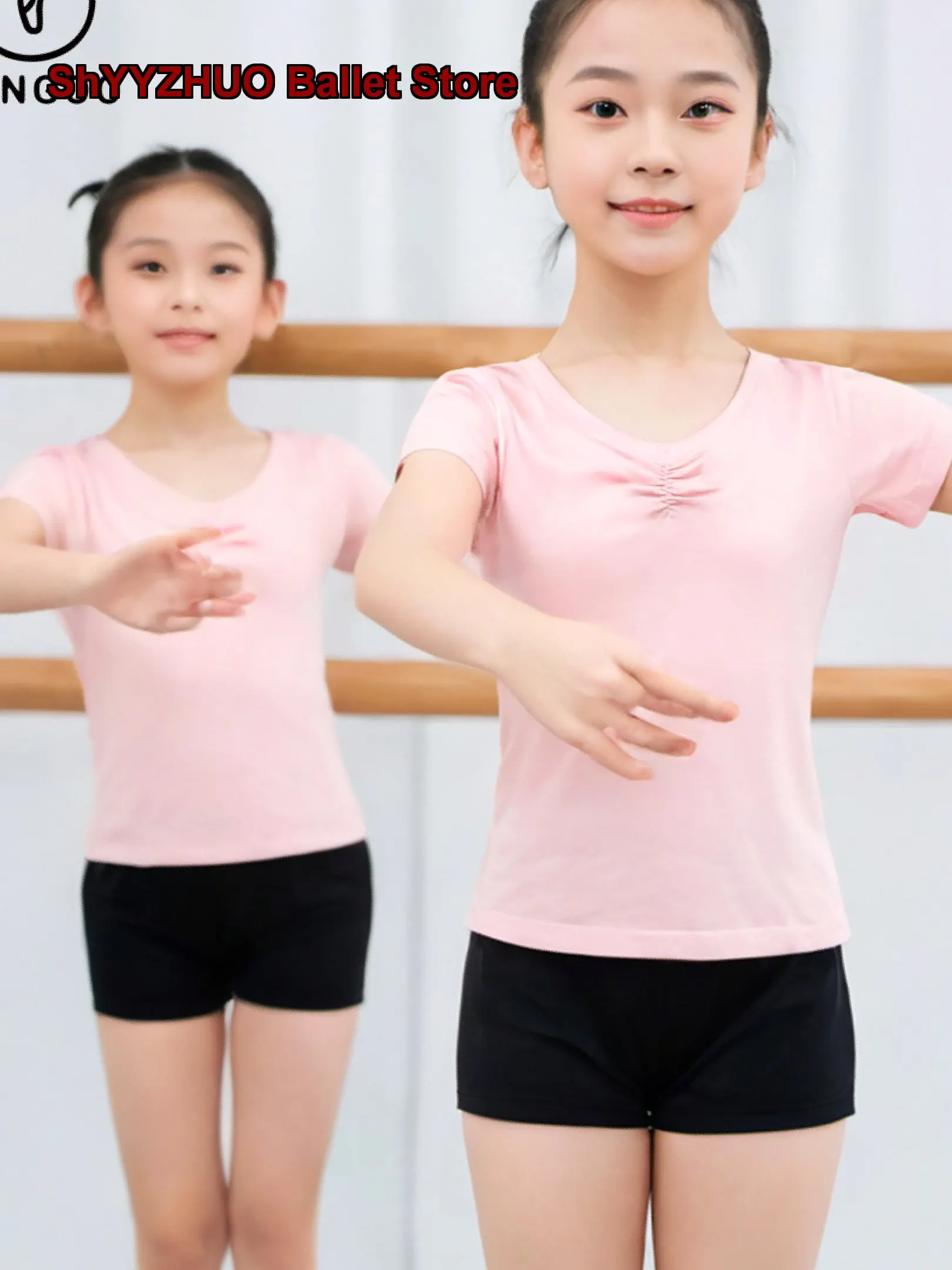children's-girls'-dance-dress-chinese-practice-short-sleeves-long-sleeves-body-suit-basic-training-set-kids