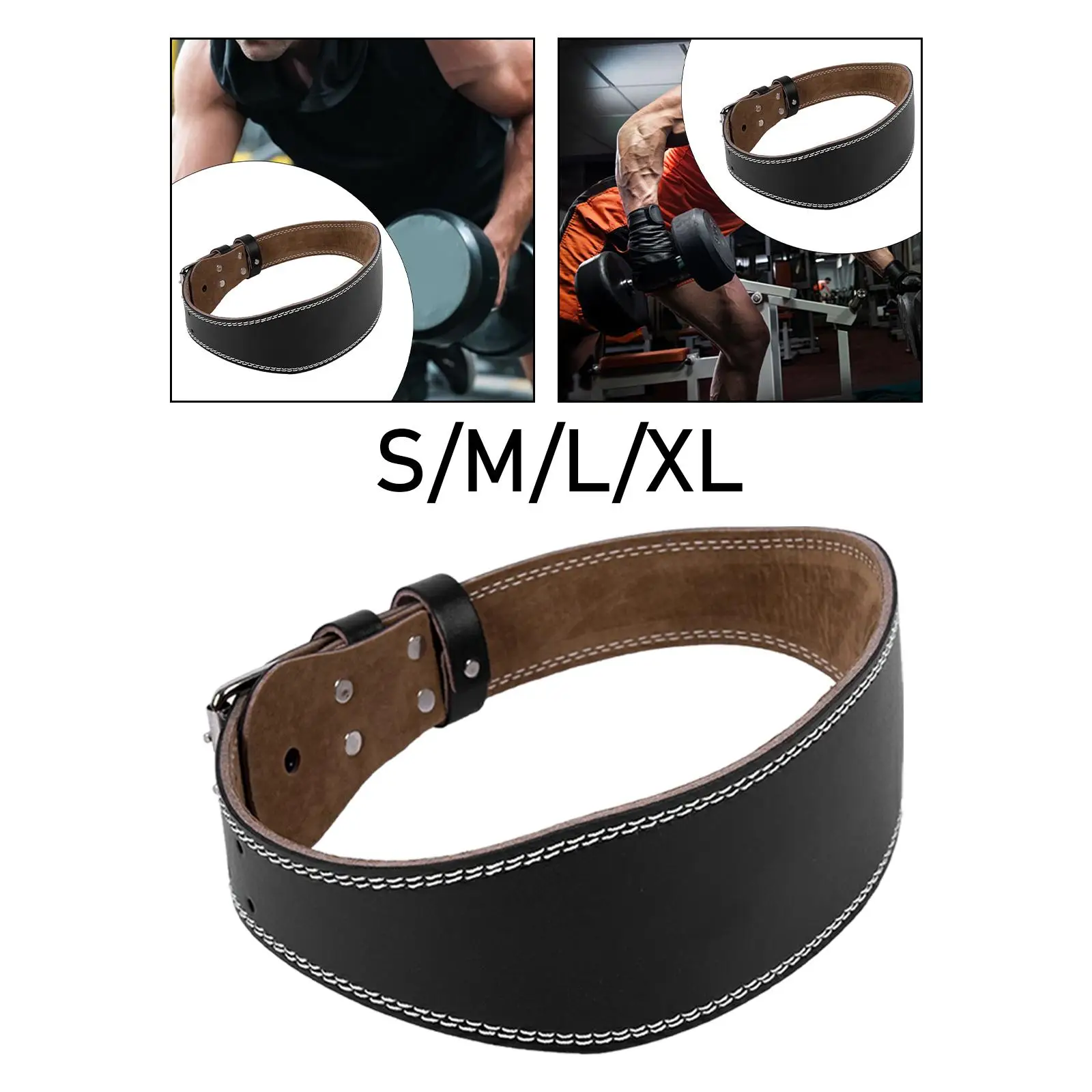 Weight Lifting Belt Gym Fitness, PU Leather, Lumbar Back Support, Adjustable, Powerlifting Bodybuilding Squat Workout, Adult