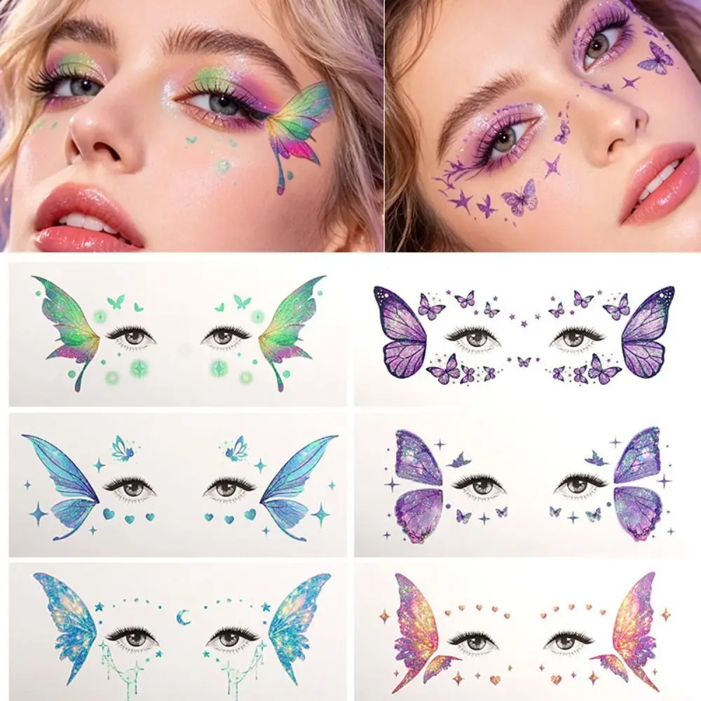 5PCS Butterfly Face Tattoo Sticker Glitter Star DIY Makeup Butterfly Face Tattoo Lazy Supplies Easy Install