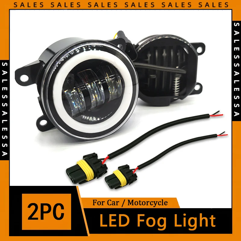 3.5 Inch / 4 Inch Fog Light White And Yellow Light DRL Round Angel Eyes Fog Lamp Assembly for Jeep Wrangler JK TJ Dodge Journey