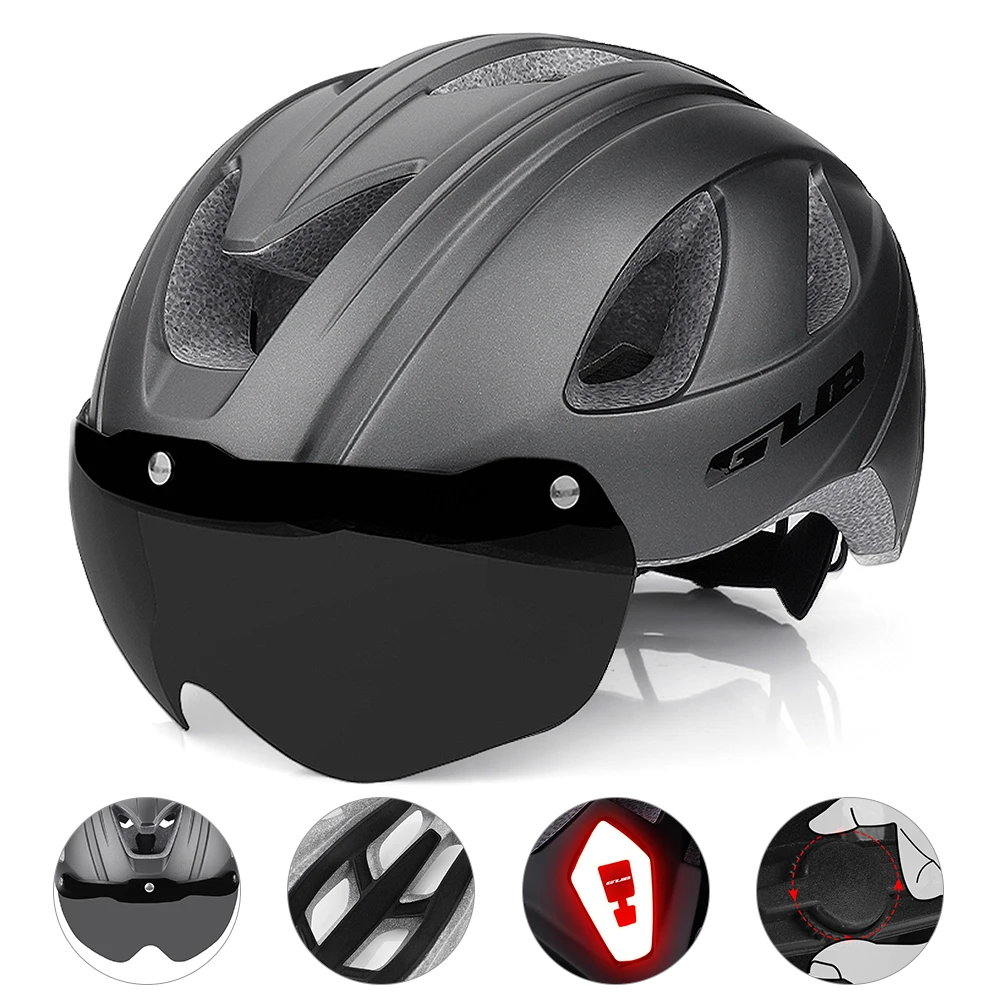 Bike Helmet with Rear Light Magnetic Goggles Women Men Lightweight Breathable Safety Helmet Professional Safety Equipment