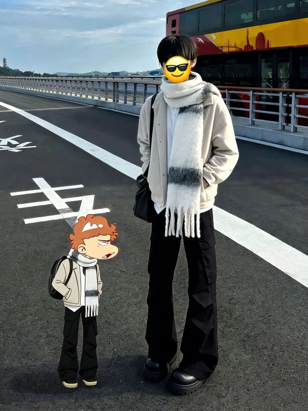 

Bla Fce Lined Men's Work Trousers Straight Leg Bell Bot with Big kets American High Street Sle Winter Casual Pants