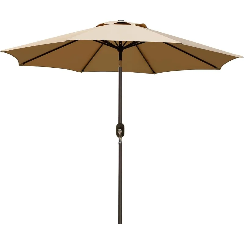 

9' Outdoor Patio Umbrella, Outdoor Table Umbrella, Yard Umbrella, Market Umbrella with 8 Sturdy Ribs, Push Button Tilt and Crank