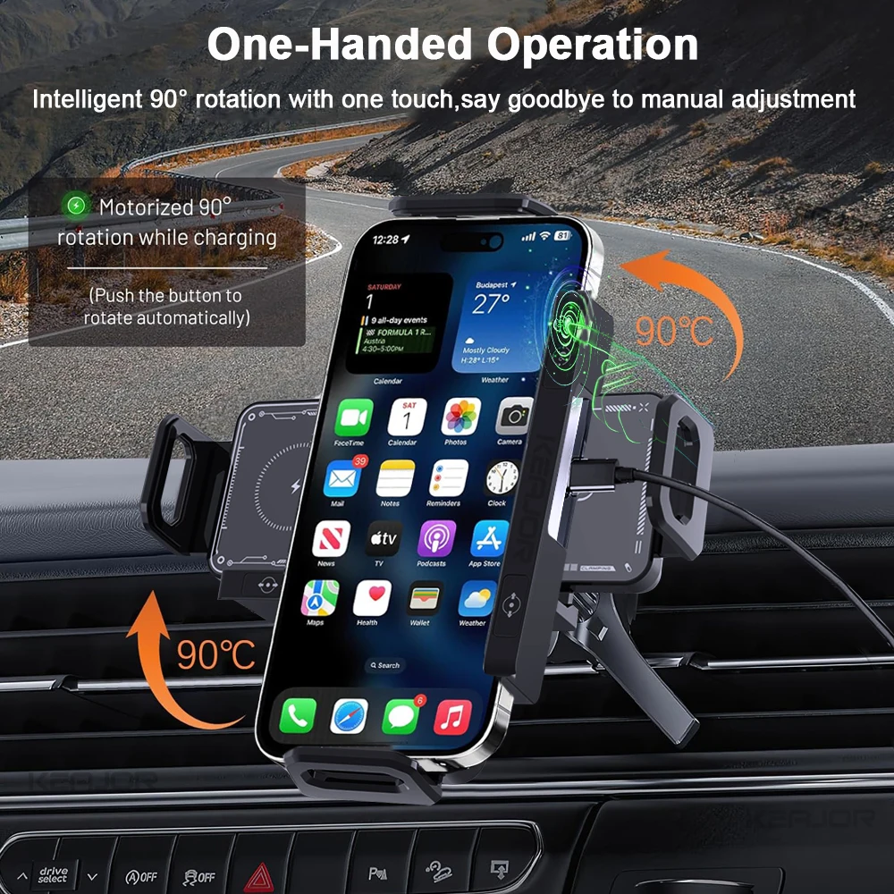 Car Wireless Charger For Samsung Galaxy Z Fold 6 5/Flip 6 5 Dual Coil Fold Screen Phone Fast Charging Vent Mount Car Holder