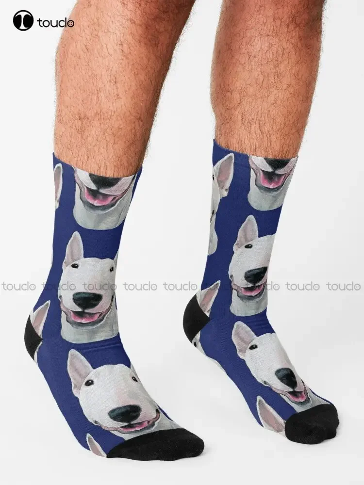 Bull Terrier Unconditional Dog Dogs Puppy Puppies Socks Boys Football Socks 360° Digital Print Custom Gift Streetwear Funny Sock