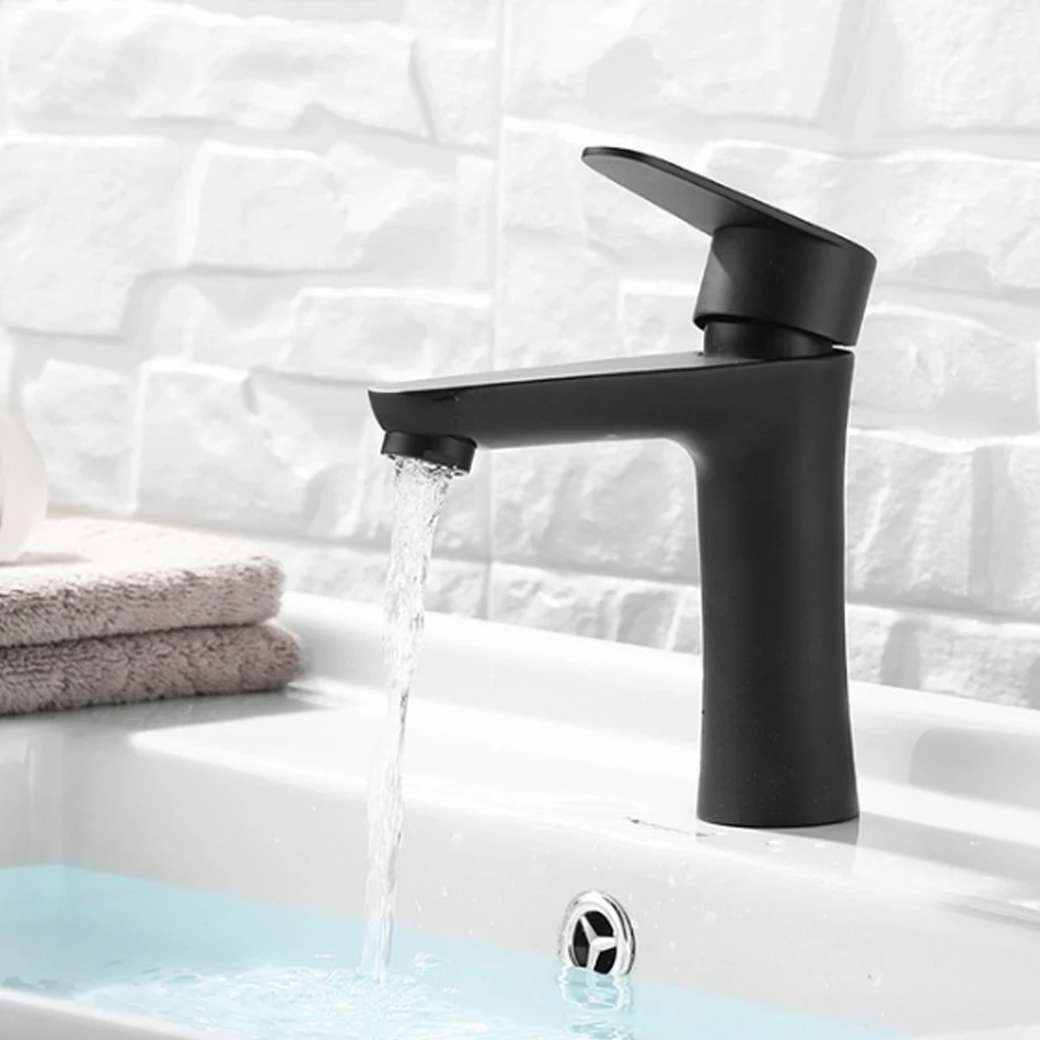 

Black Basin Faucet 304 Stainless Steel Single Handle Hot Cold Water Mixer Bathroom Sink Tap Washbasin Taps Lavatory Crane Faucet