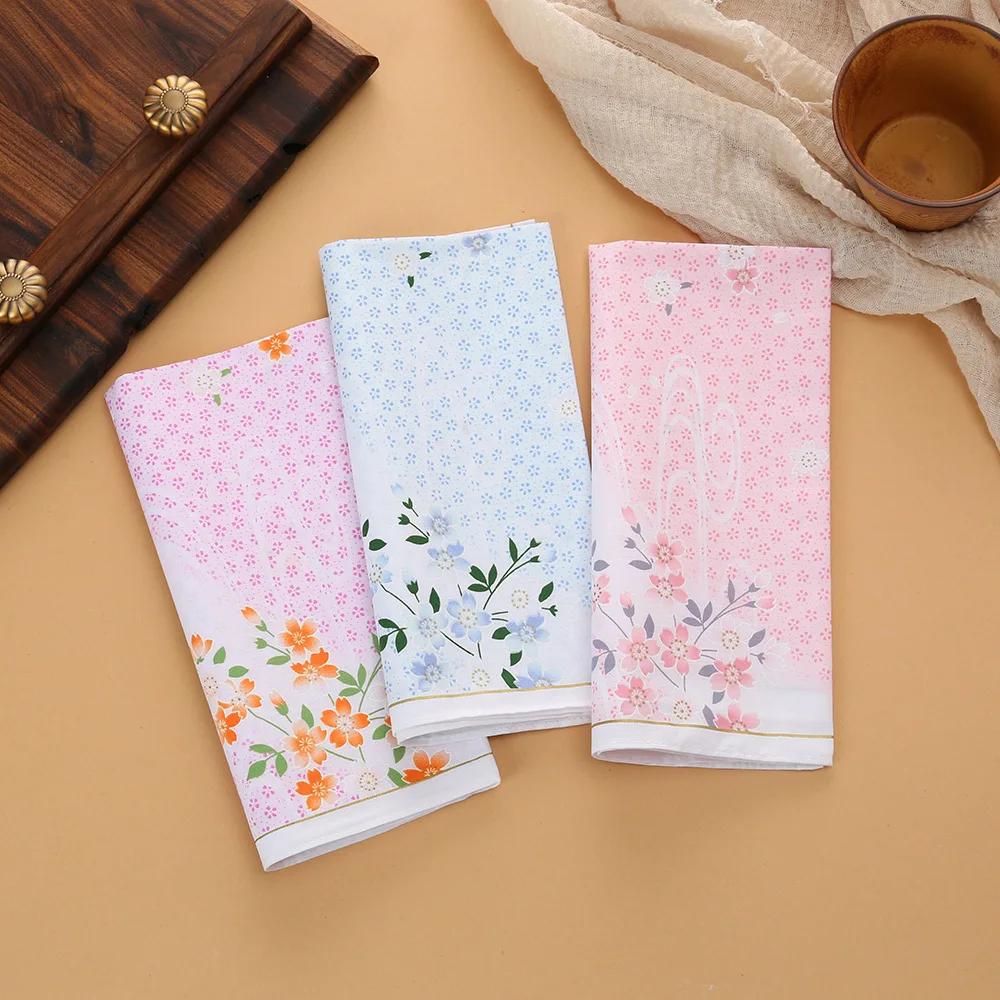 44cm Women Premium Soft 100% Cotton Square Scarf Elegant Thin Handkerchief Luxury Gift Box Souvenir Present for Daily Decor