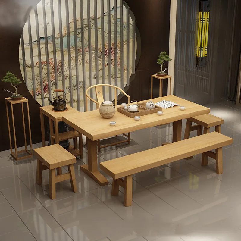 Tea table and chair combination, office negotiation Kung Fu tea table, household natural edge tea table