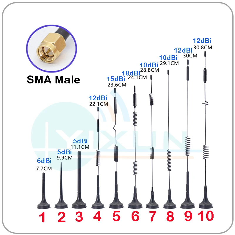 1PCS 5G Antenna GSM GPRS 2G 3G 4G LTE Full Band Magnetic Sucker 600-6000MHz SMA Male Connector RG174 3m Cable